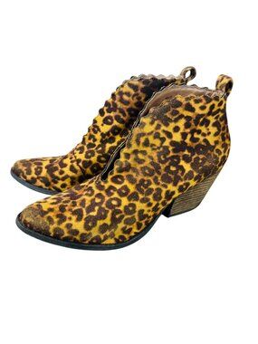 Coconuts By Matisse Adalyn Leopard Print Ankle Boots  8M Mobwife Coastal Cowgirl